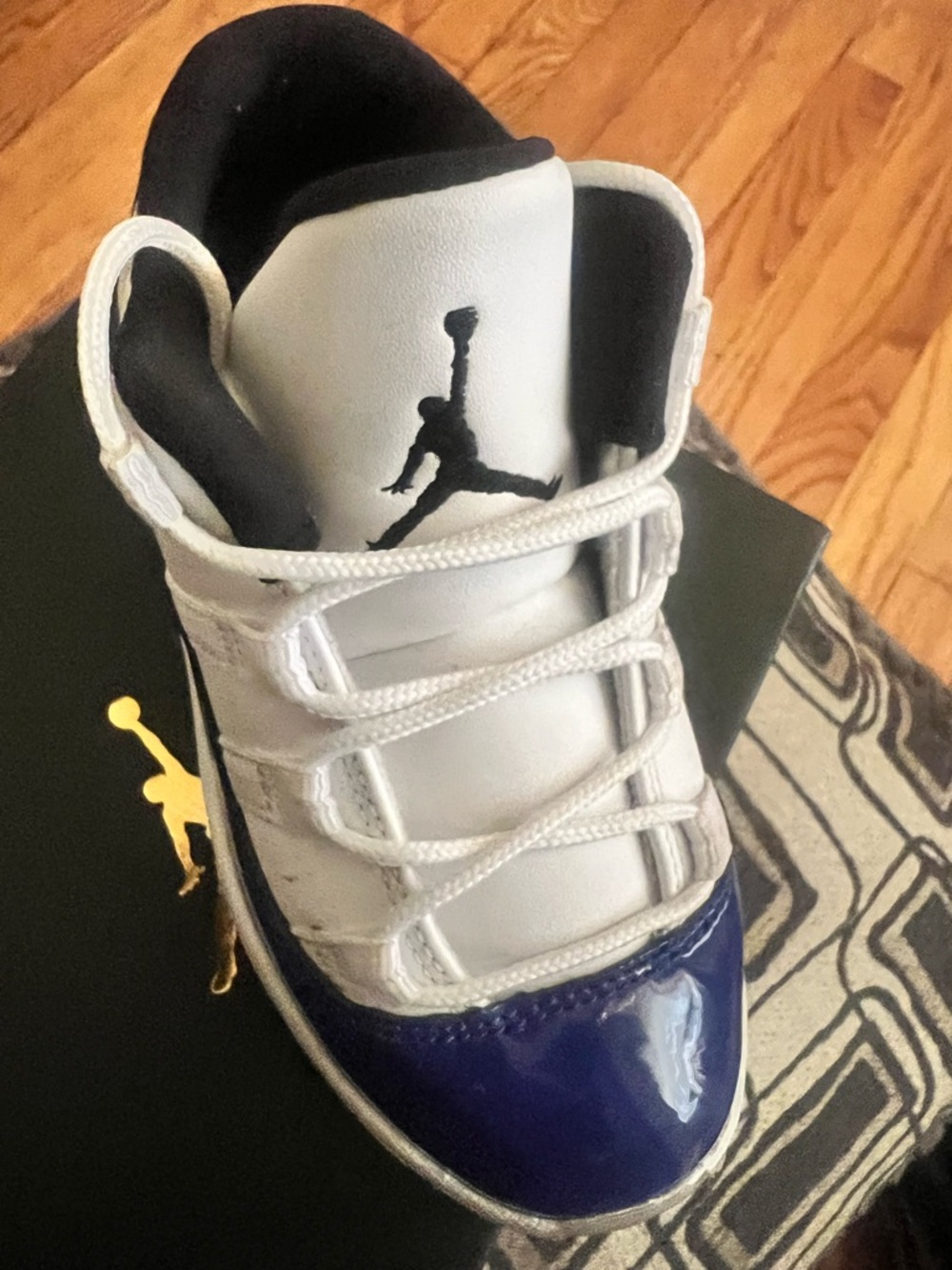 Jordan Kids White and Navy High-Top Sneakers unisex boy or girl